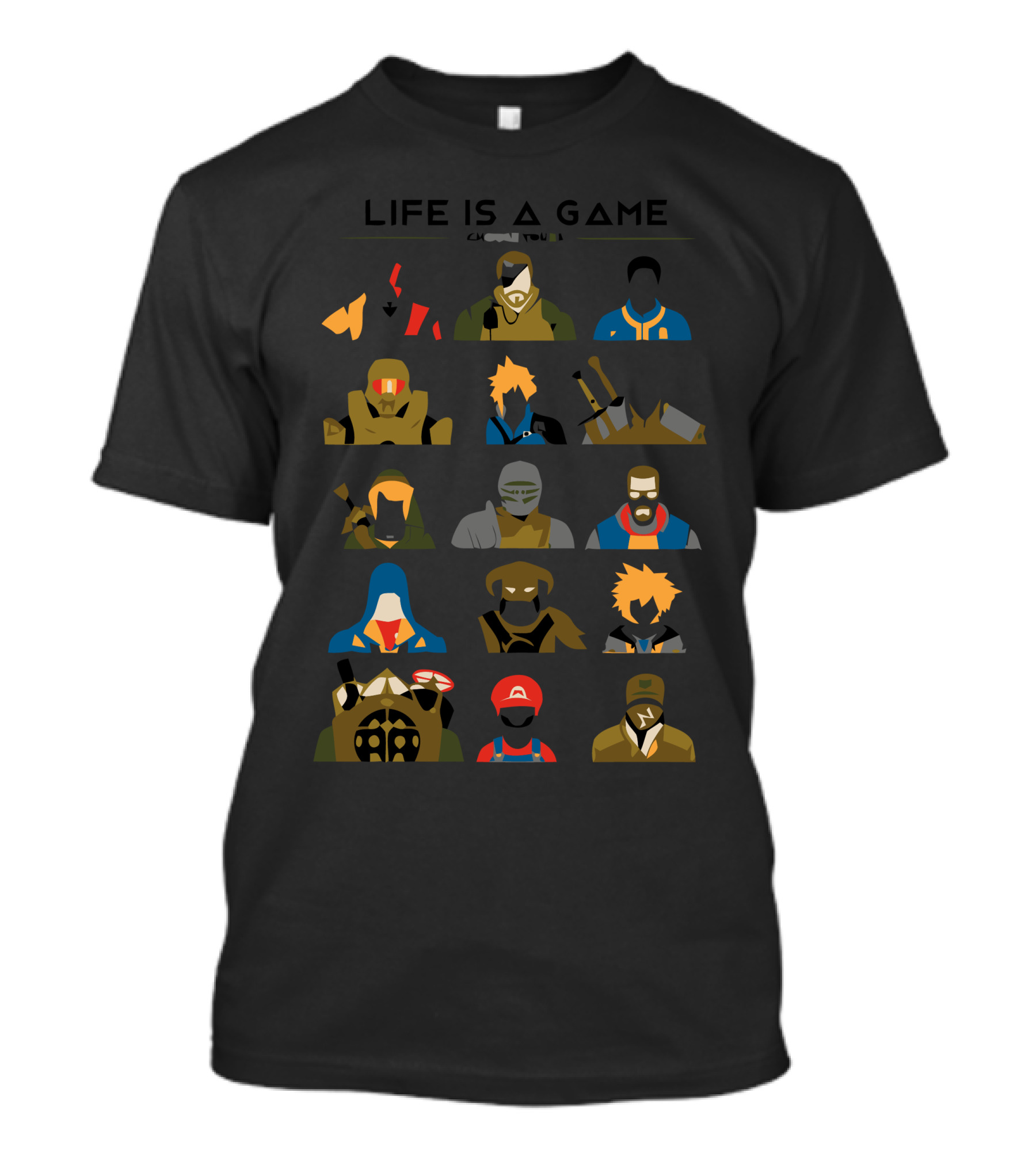 Life Is A Game Iconic Gaming Characters Collection T-Shirt