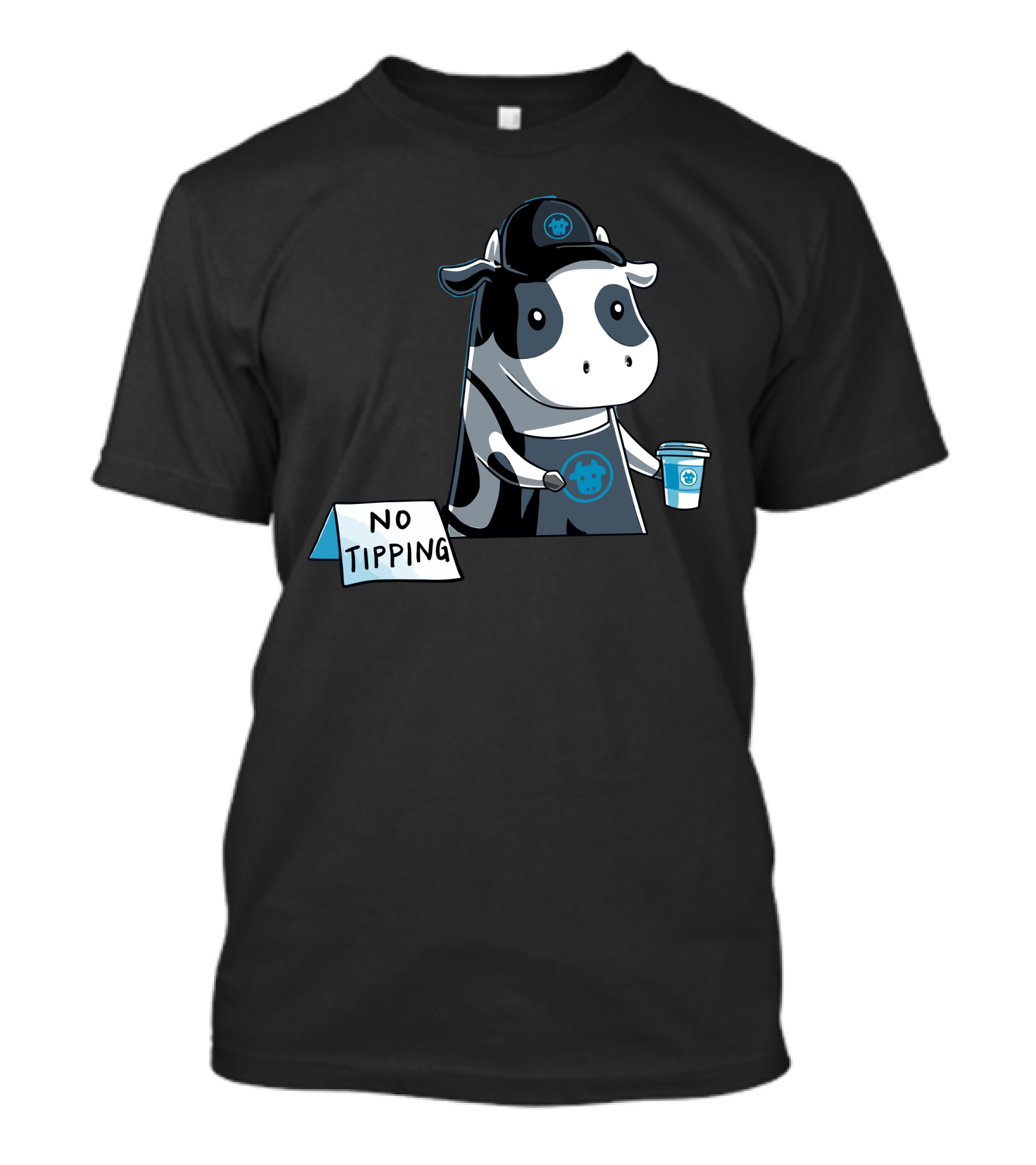 Cow Barista No Tipping Sign Coffee Drink T-Shirt