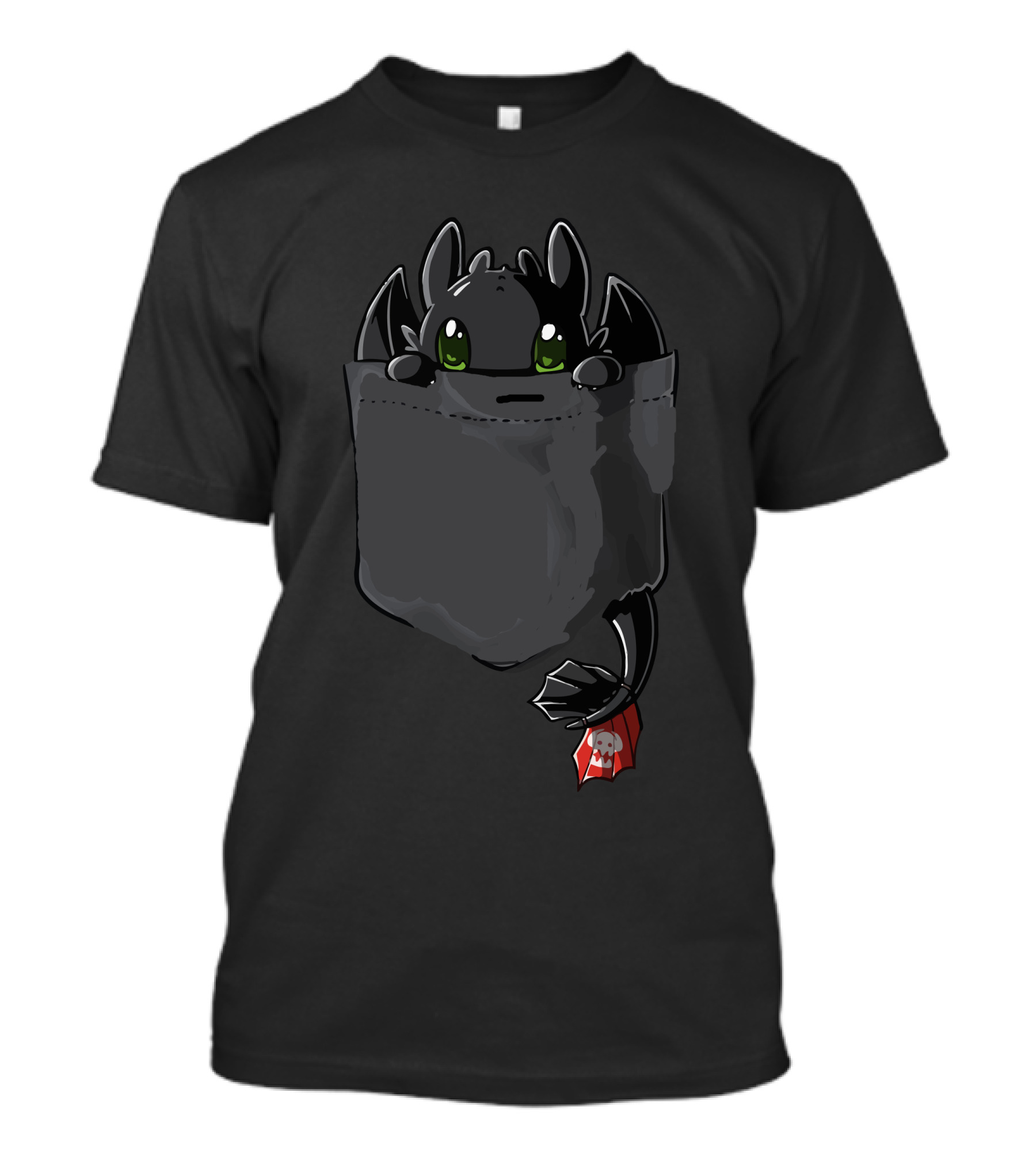 Pocket Toothless How To Train Your Dragon Black Dragon With Red Tail T-Shirt