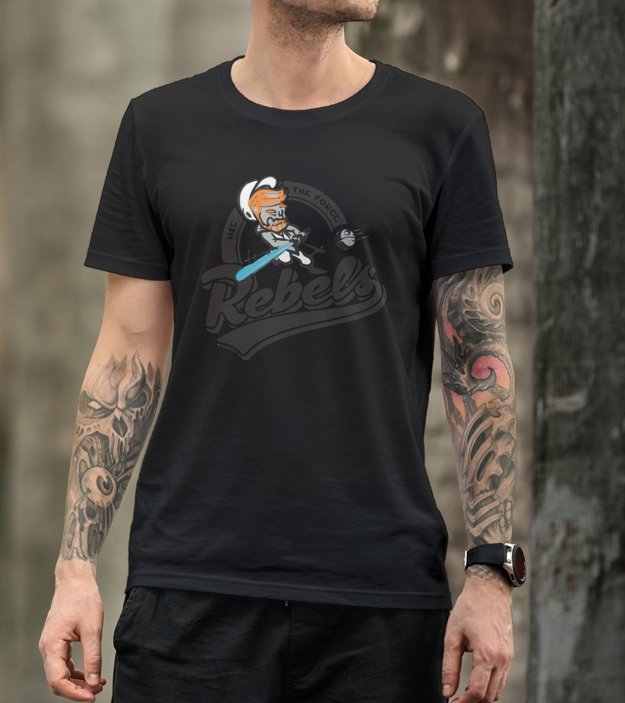 Rebels Cartoon Baseball Character With Bat And Ball T-Shirt