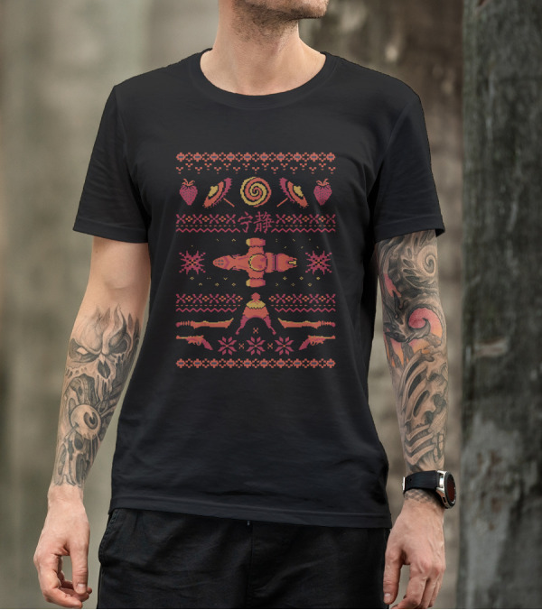 Serenity Inspired Shiny Spaceship Pattern With Strawberries And Spiral Lollipop T-Shirt