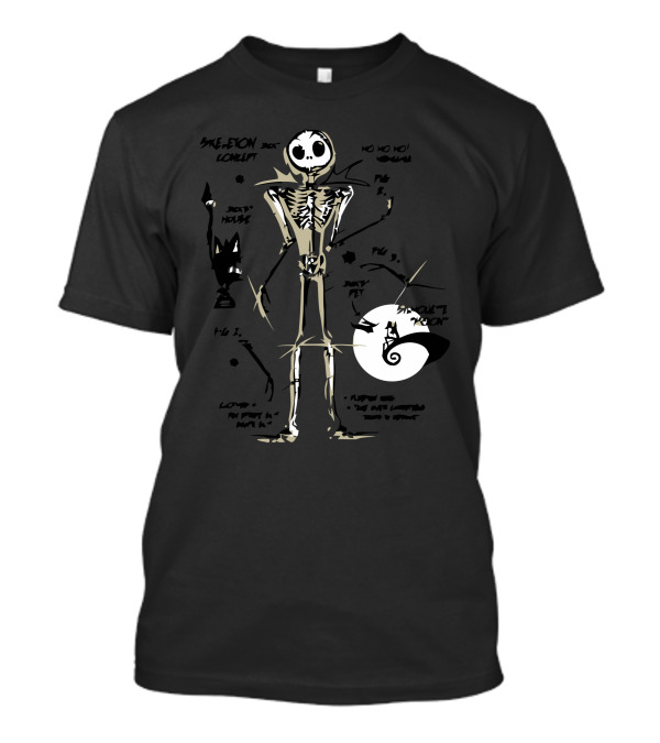 Skeleton Concept Ho Ho Black Cat Moon Nightmare Logic Zero House T-Shirt