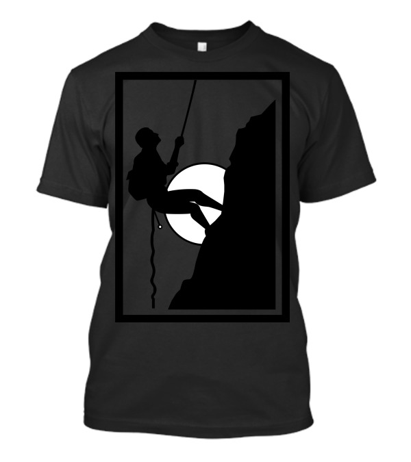 Advancing Climber Silhouette Against Moonlit Rockface T-Shirt