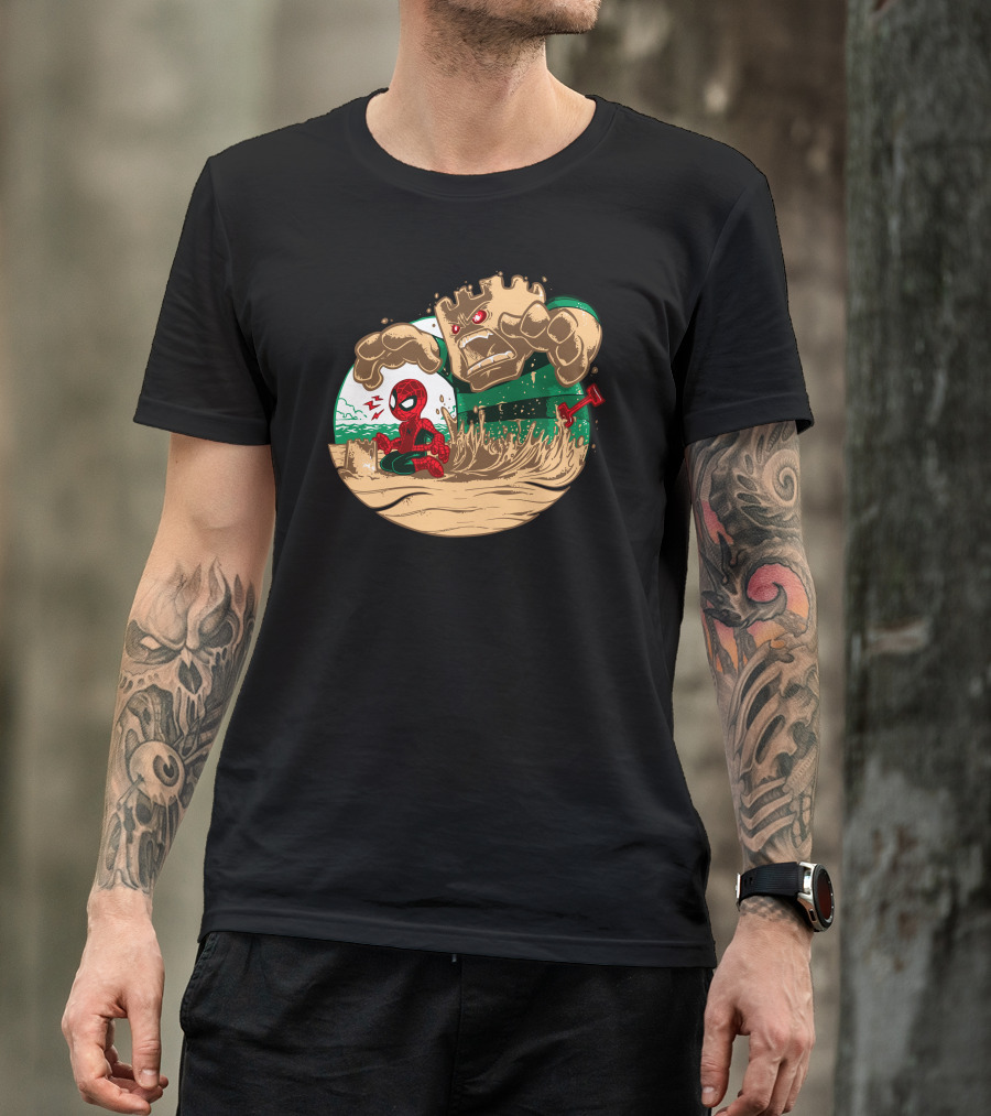 Spider-Man And Sandman Building An Amazing Sand Castle Battle T-Shirt