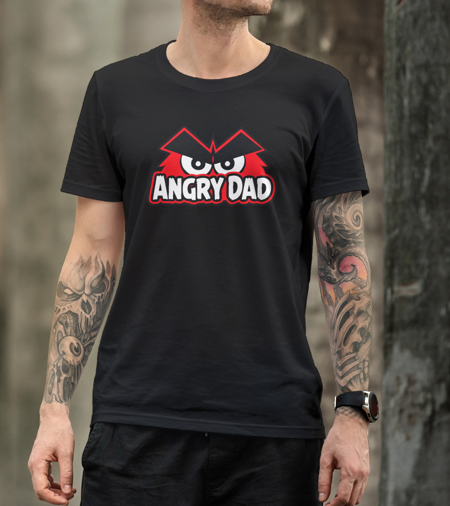 Angry Dad Red Angry Birds Style Eyebrows And Eyes T-Shirt