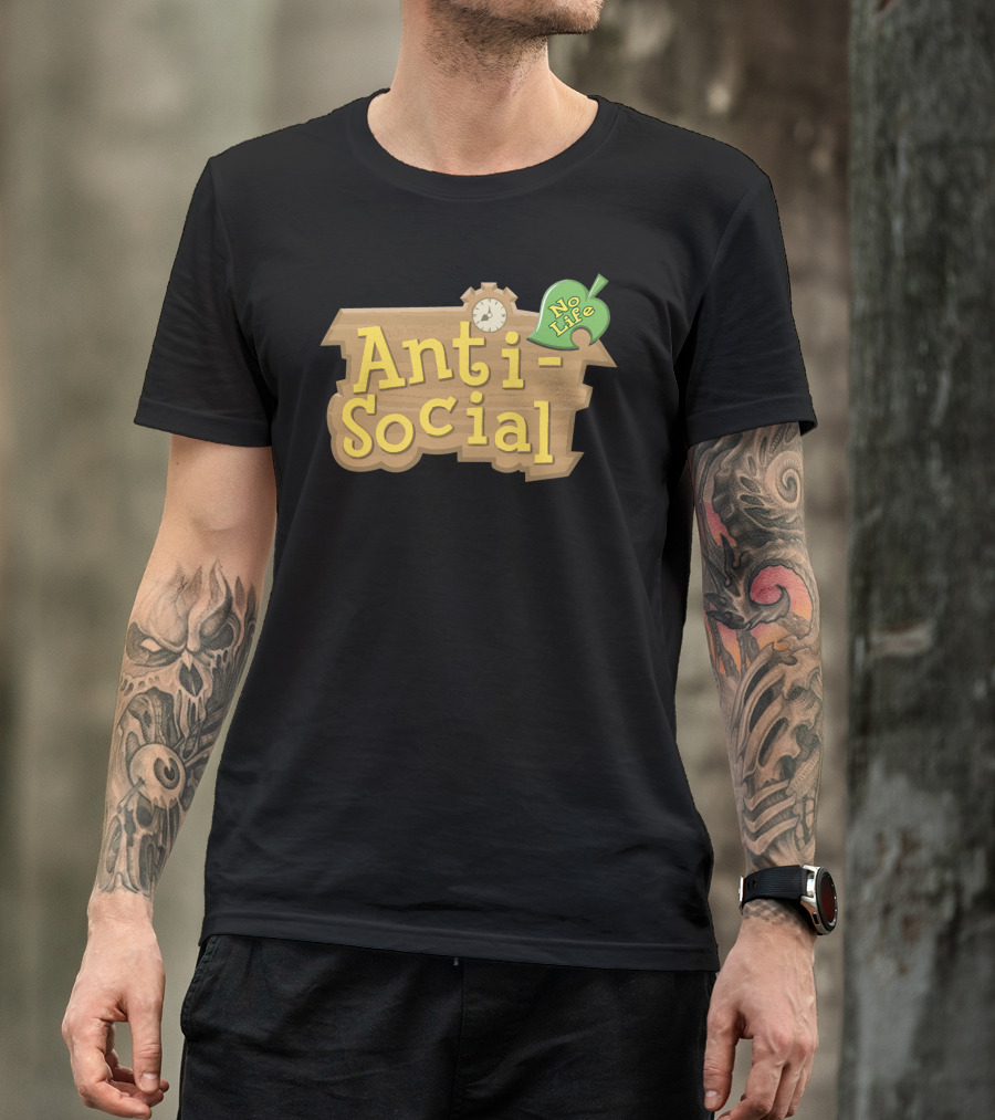 Animal Crossing Anti Social No Life Clock And Leaf T-Shirt