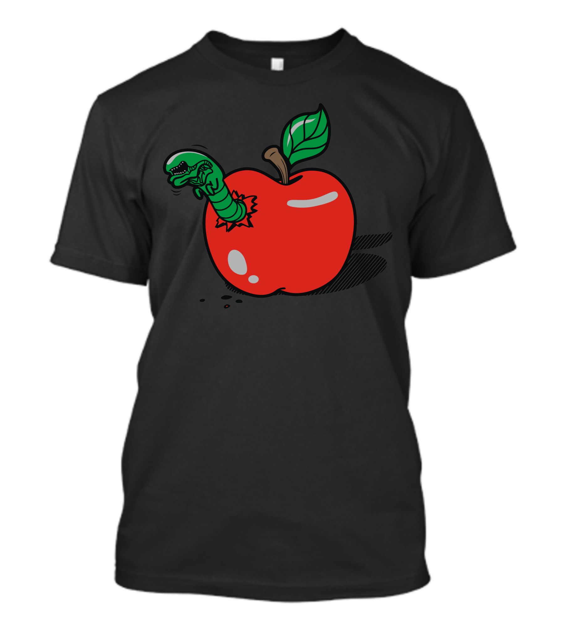 Apple Burster Dinosaur Worm Emerging From Red Fruit T-Shirt