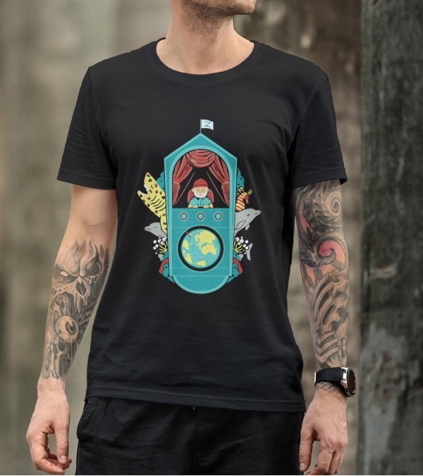 Aquatic Adventurer In Submarine With Marine Creatures Exploring The World T-Shirt