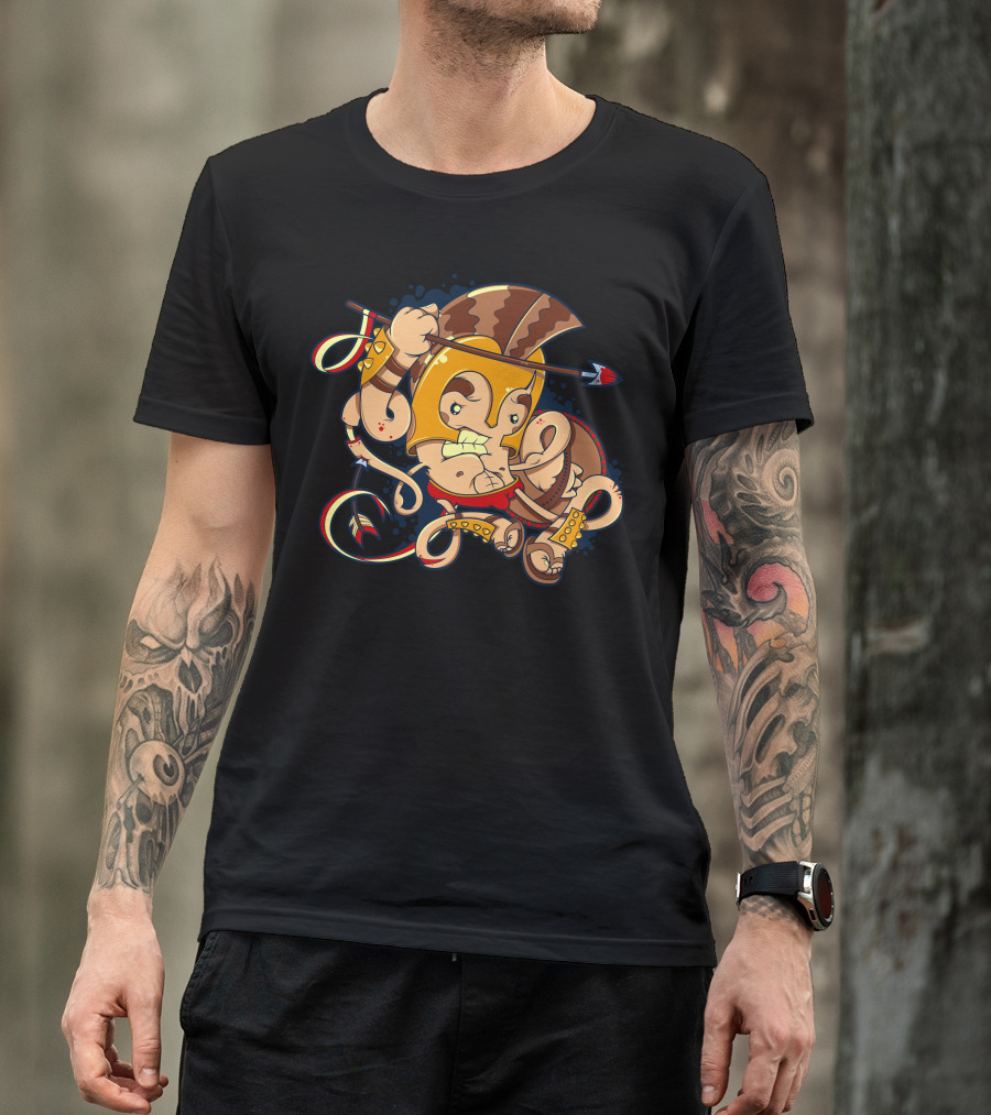 Ares Greek God Of War Cartoon Warrior Armor Spear T-Shirt