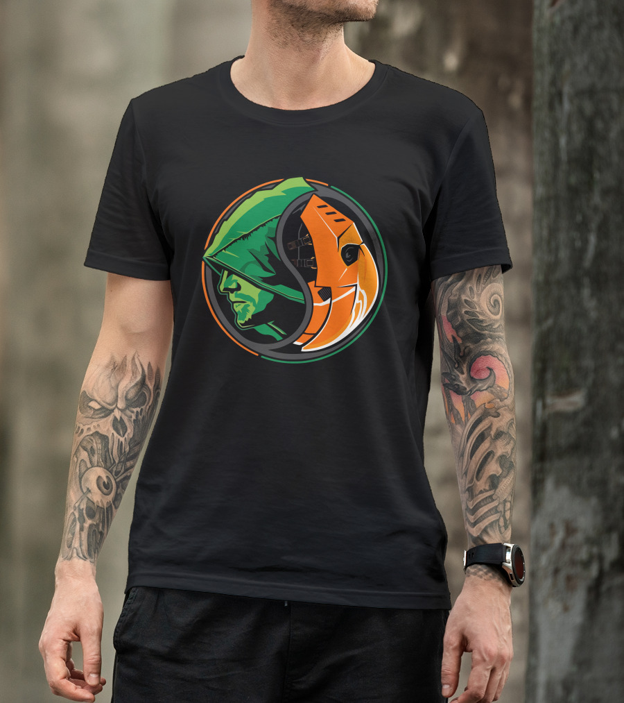 Arrow Slade Yin Yang Green Hood Orange Mask Circular T-Shirt