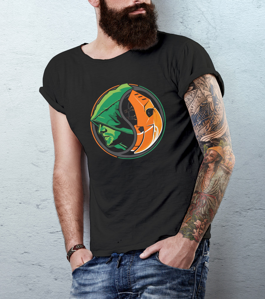 Arrow Slade Yin Yang Green Hood Orange Mask Circular T-Shirt