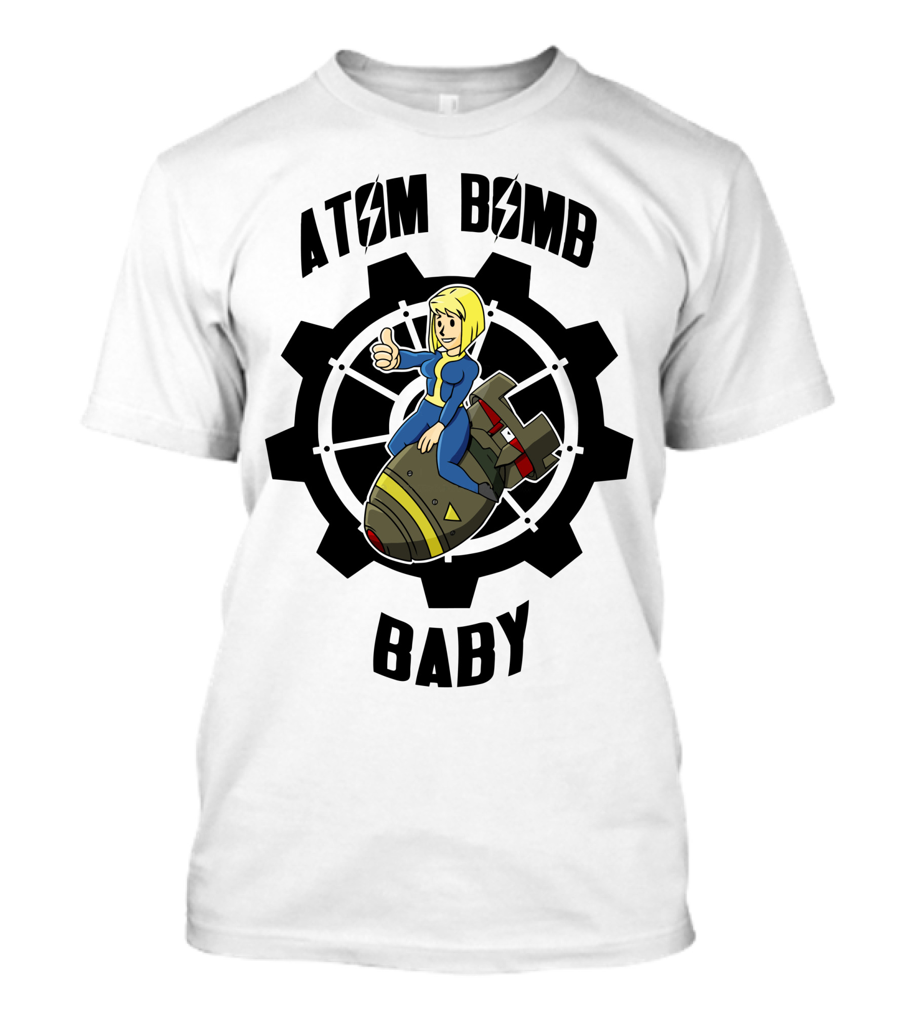 ATOM BOMB BABY Vault Suit Character On Gear And Rocket T-Shirt