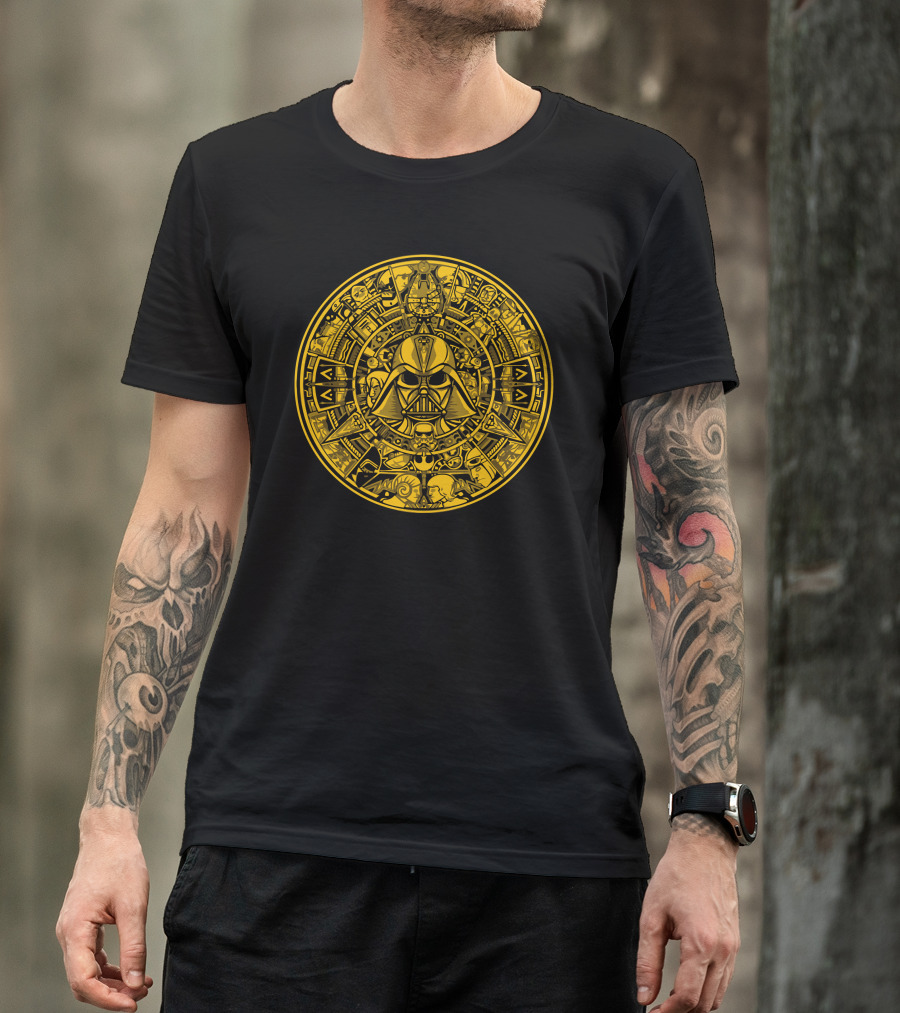 Azteca Wars Darth Vader Mayan Calendar Fusion T-Shirt
