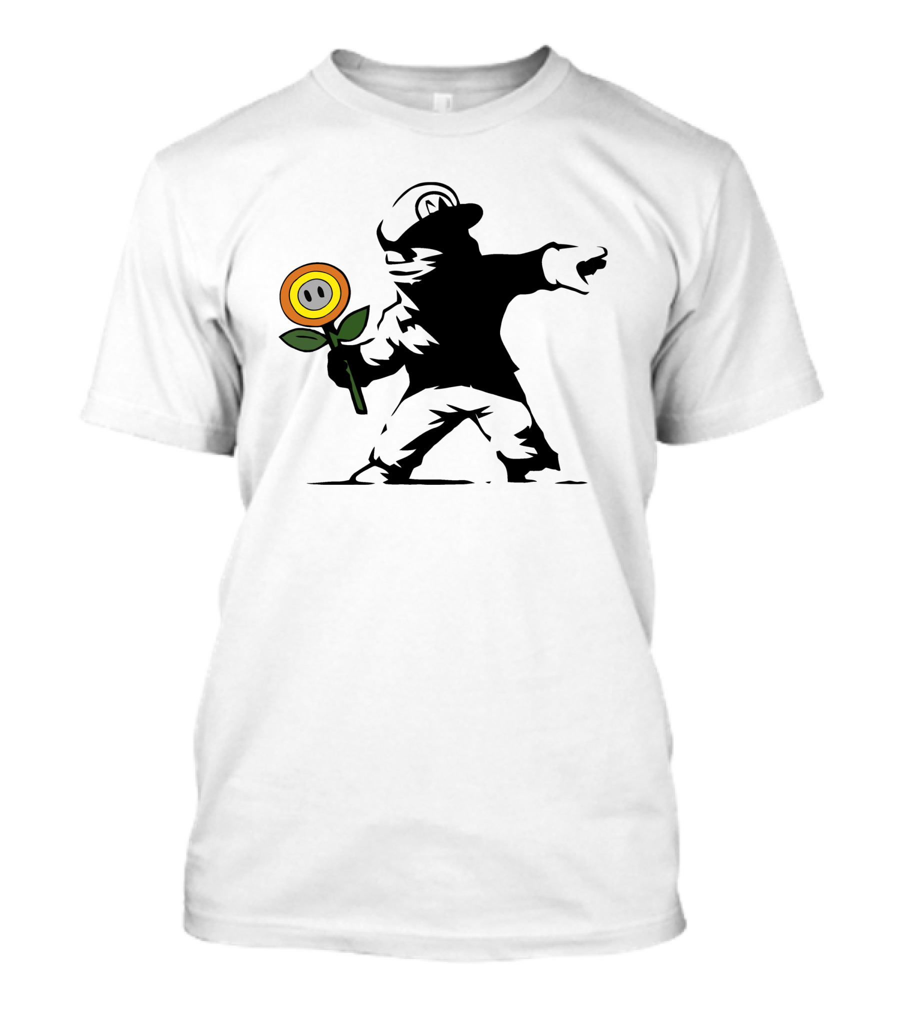 Banksy Flower Throwing Mario Sunflower Power-Up T-Shirt