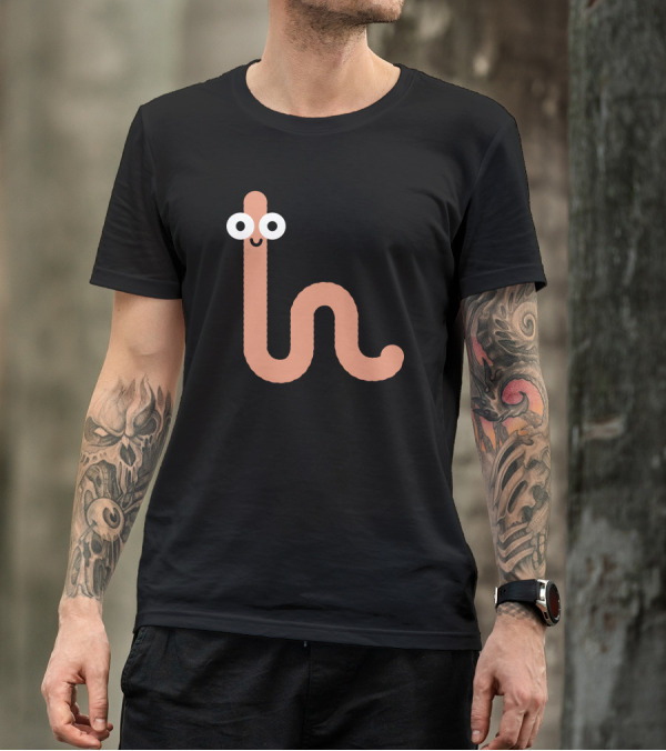 Cacing Bae Senyum Worm Smiley Face T-Shirt