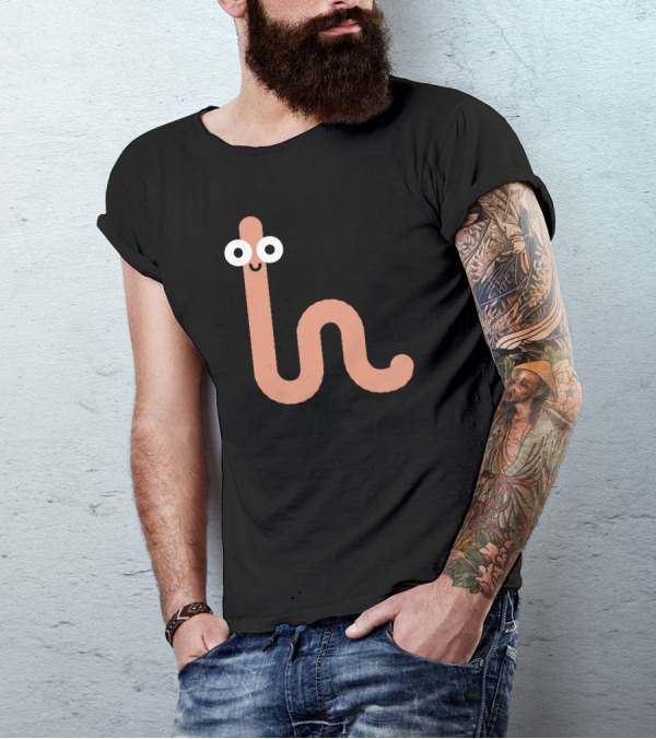 Cacing Bae Senyum Worm Smiley Face T-Shirt