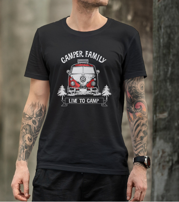 Camper Family Live To Camp VW Bus T-Shirt