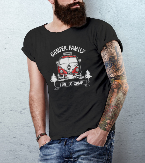 Camper Family Live To Camp VW Bus T-Shirt