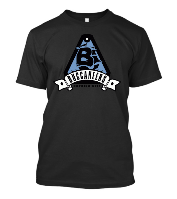 Caprica City Buccaneers Triangular Emblem With Stylized B And Ribbons T-Shirt