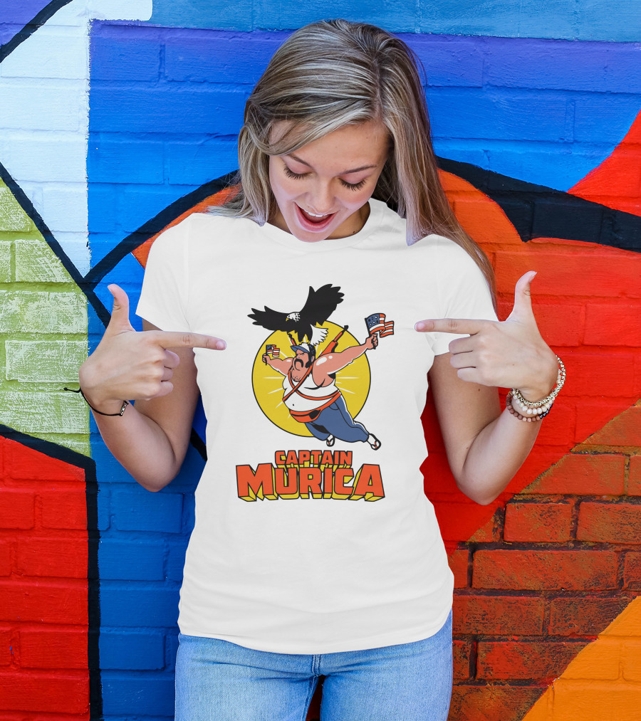 Captain Murica Eagle USA Flag Hero T-Shirt