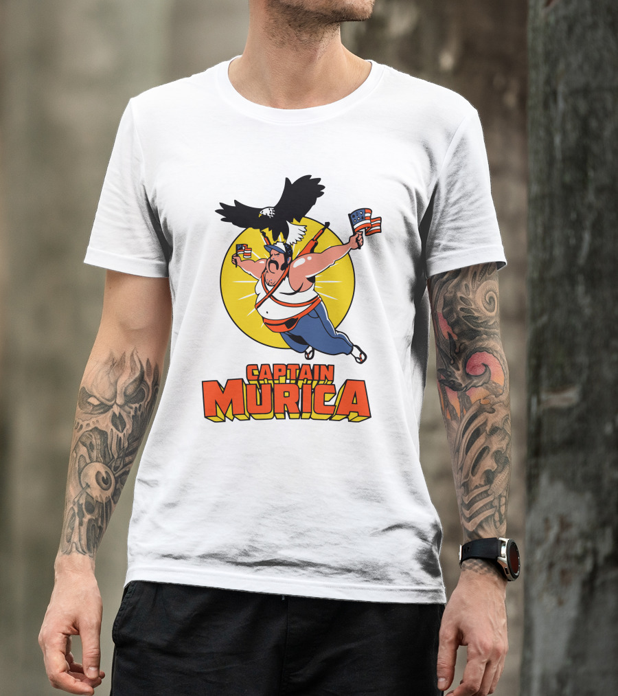 Captain Murica Eagle USA Flag Hero T-Shirt