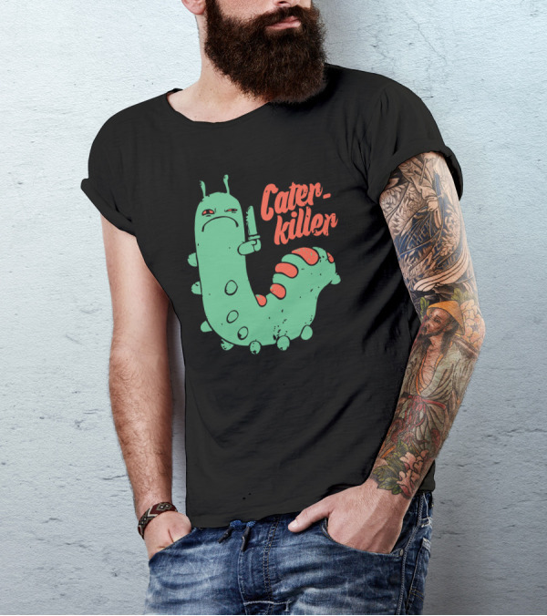 Caterkiller Angry Caterpillar With Knife T-Shirt