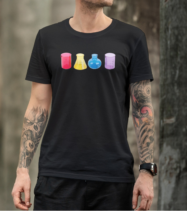 Colorful Chemistry Lab Glassware Shot Glasses T-Shirt