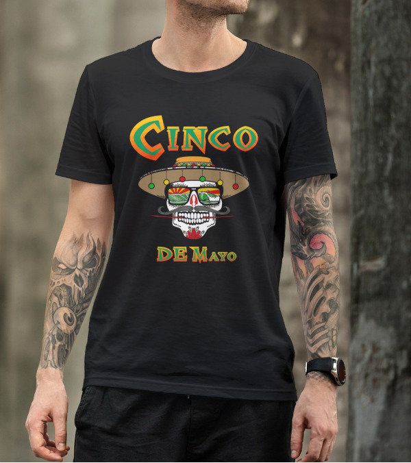 Cinco De Mayo Skull Sombrero Festive T-Shirt