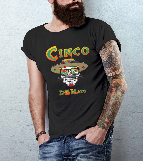 Cinco De Mayo Skull Sombrero Festive T-Shirt