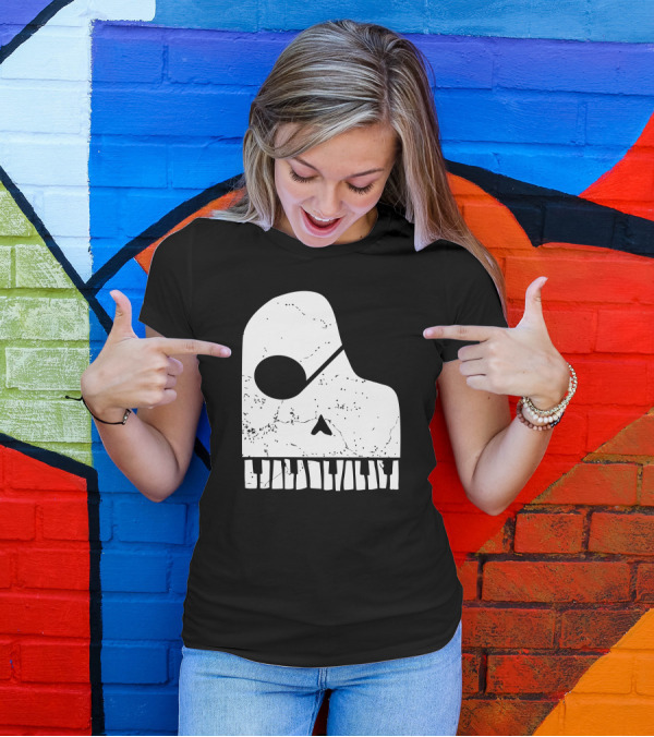 Classic Pirate Piano Skull T-Shirt