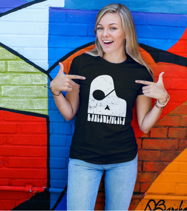 Classic Pirate Piano Skull T-Shirt