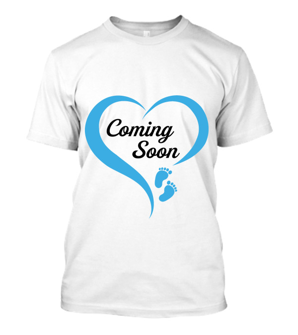 Coming Soon Heart With Blue Baby Footprints Maternity T-Shirt