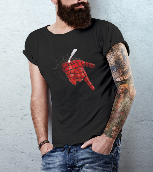 Cool Spider Breaking Web Hand T-Shirt