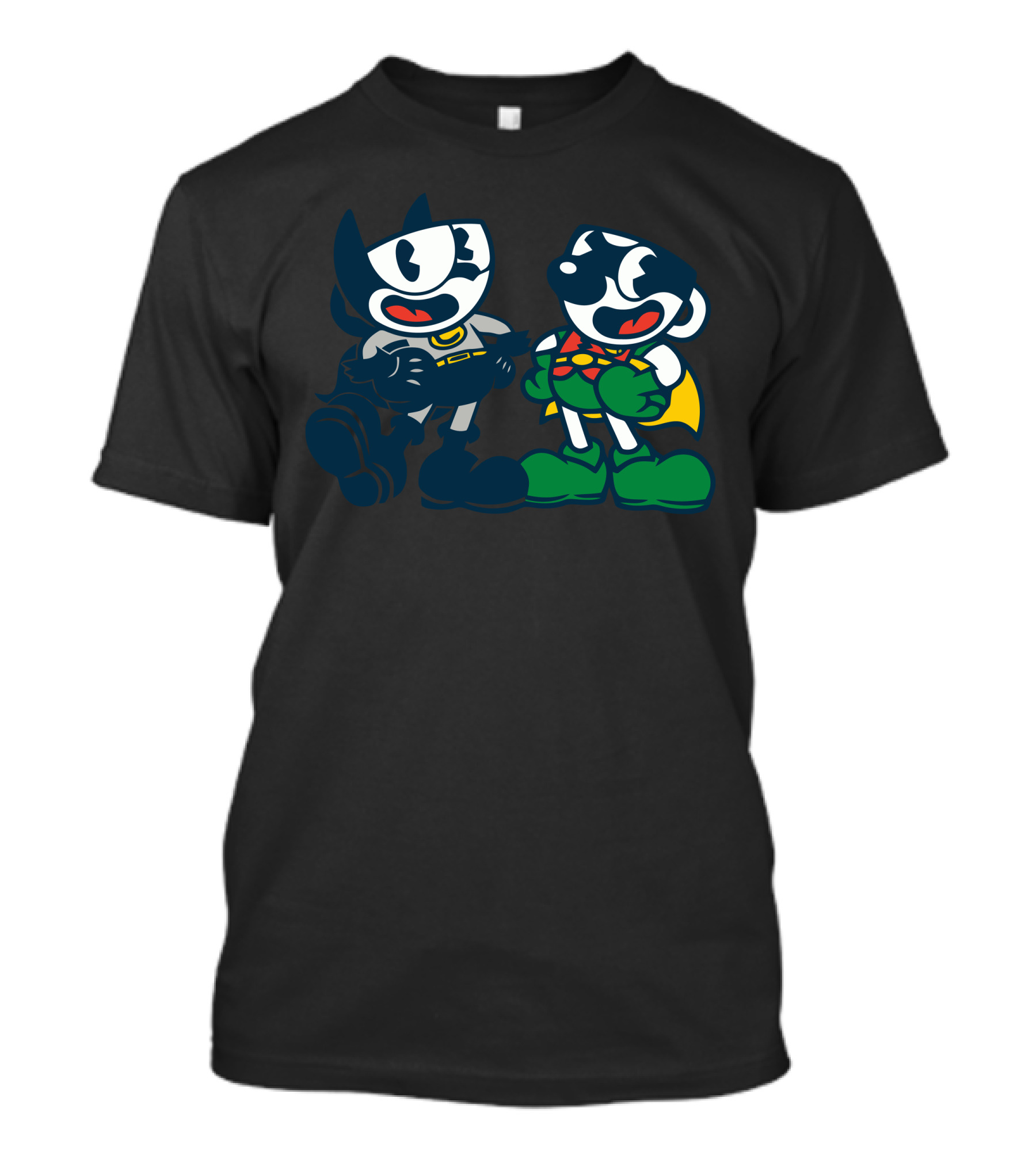 Cartoon Crossover Cupman And Robin Adventure T-Shirt