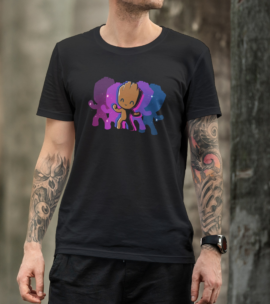 Dancing Groot Galaxy Shadows T-Shirt