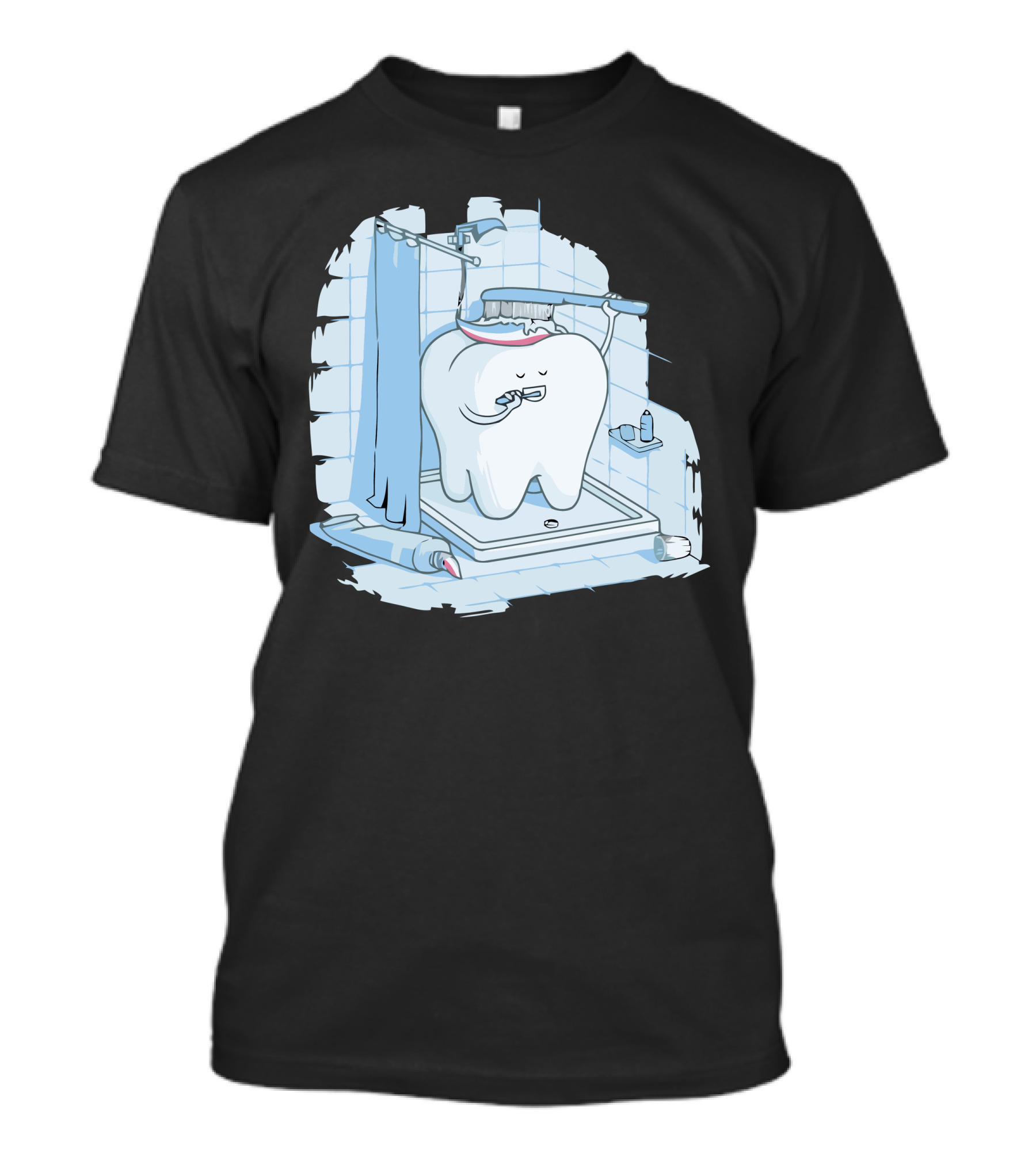 Tooth Showering Routine With Toothpaste And Brush Scene T-Shirt
