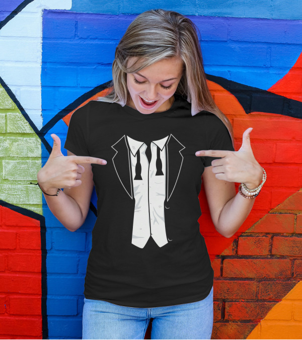 Disheveled Tuxedo Wrinkled Shirt And Untied Bow Tie Look T-Shirt