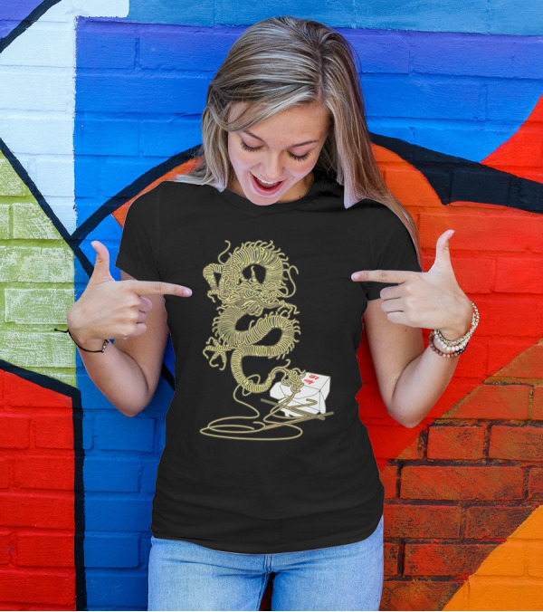 Dragon Flavor Noodles Rising From Takeout Box T-Shirt