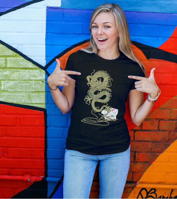 Dragon Flavor Noodles Rising From Takeout Box T-Shirt