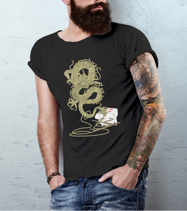 Dragon Flavor Noodles Rising From Takeout Box T-Shirt
