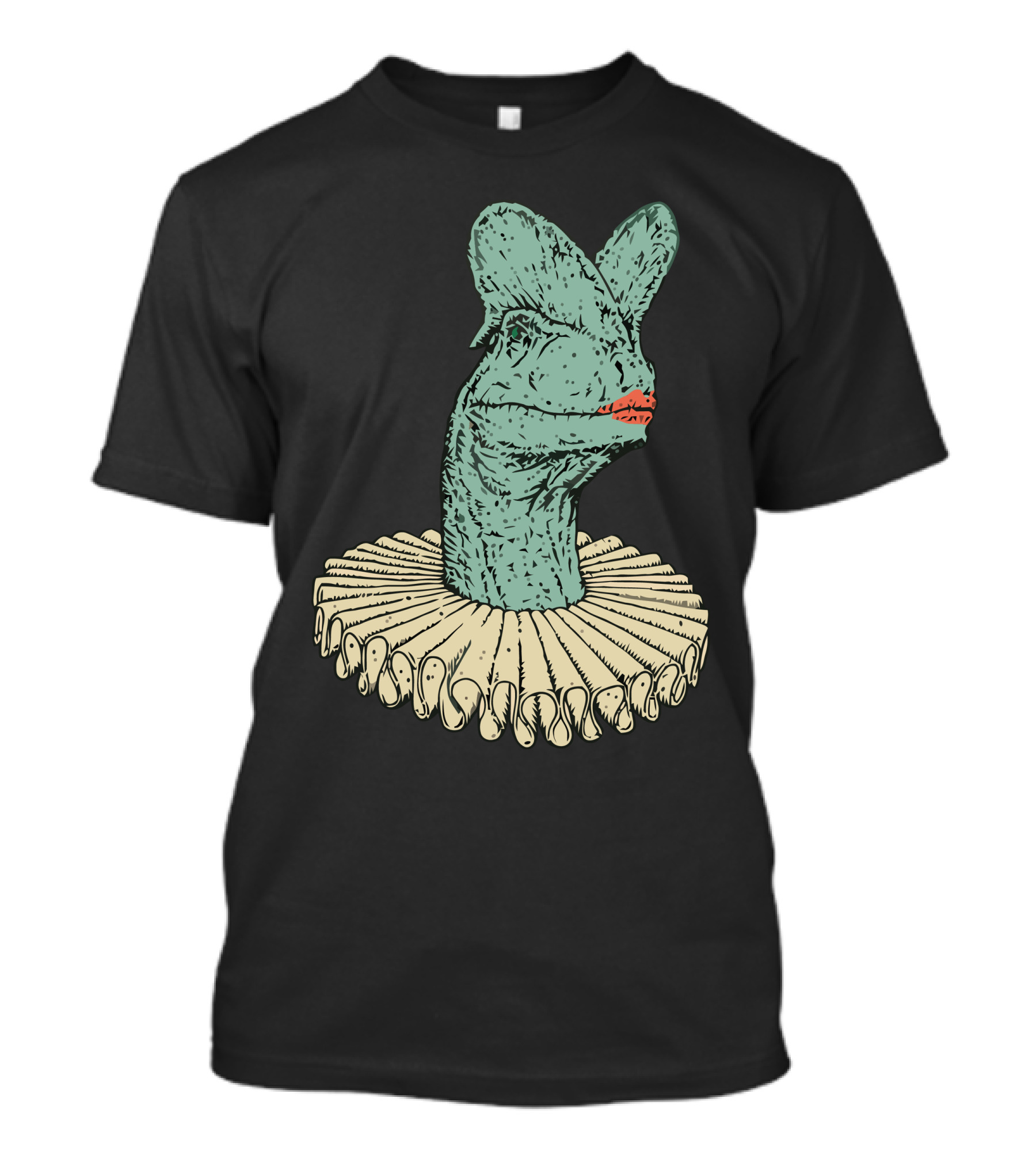 Elizabethan Dilophosaurus With Ruffled Collar And Red Lips T-Shirt