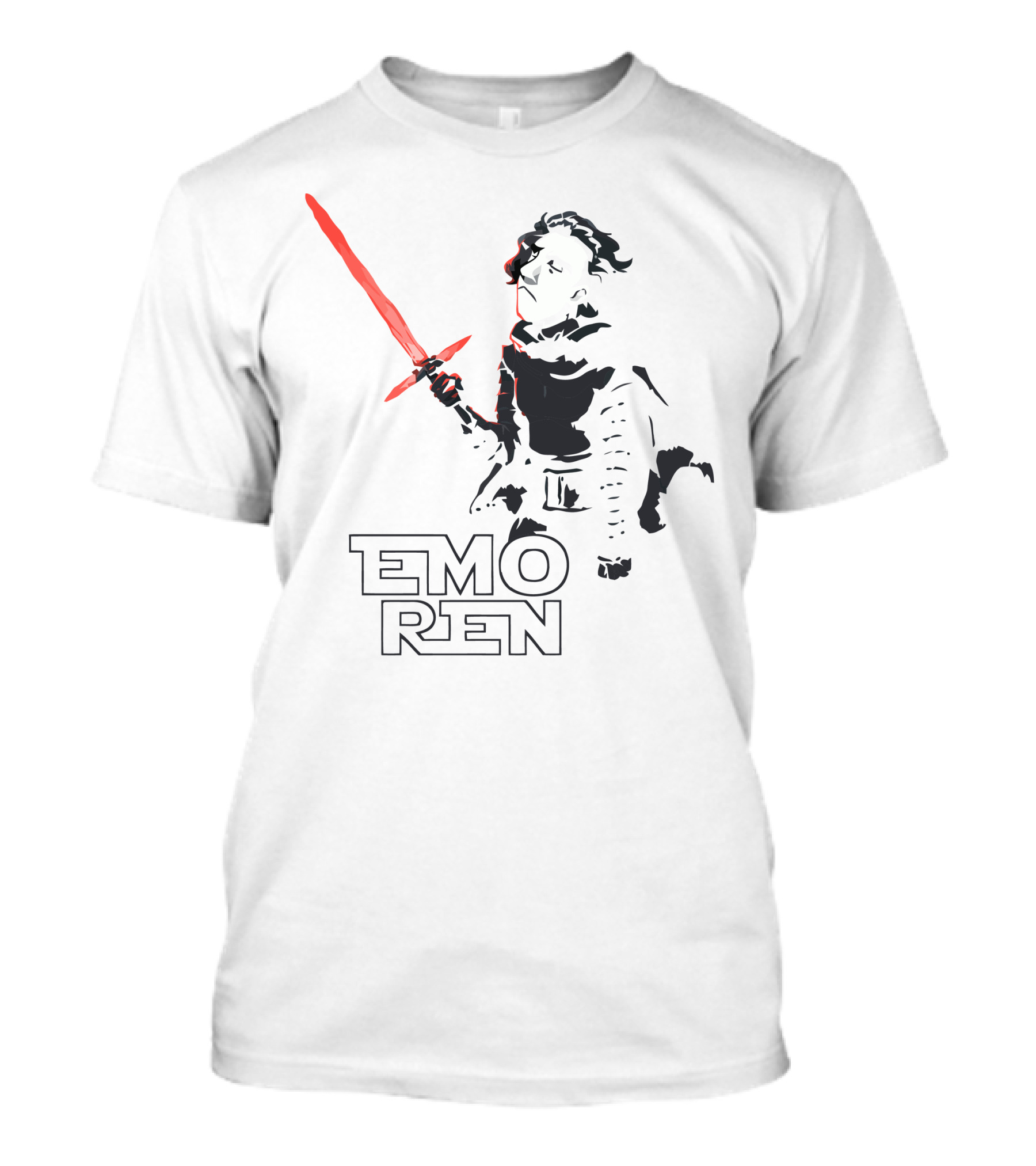 Kylo Ren Holding Red Lightsaber Emo Ren Everything Is Darkness T-Shirt