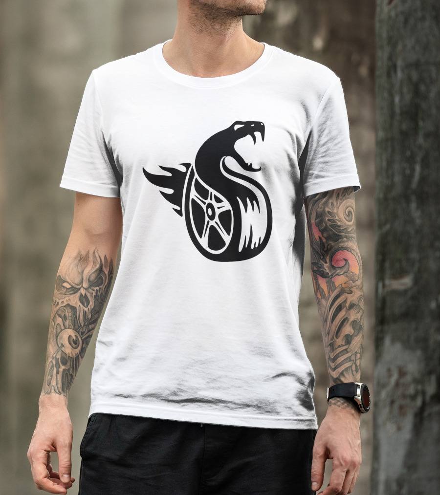 Fangs Dragon Snake Tire Wheel T-Shirt