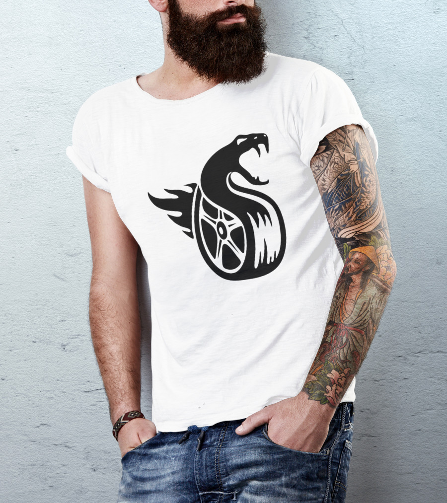 Fangs Dragon Snake Tire Wheel T-Shirt