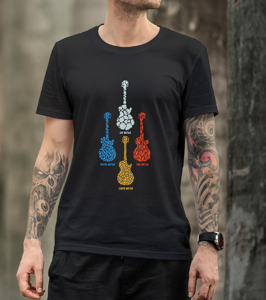 Fire Water Earth Air Guitar T-Shirt
