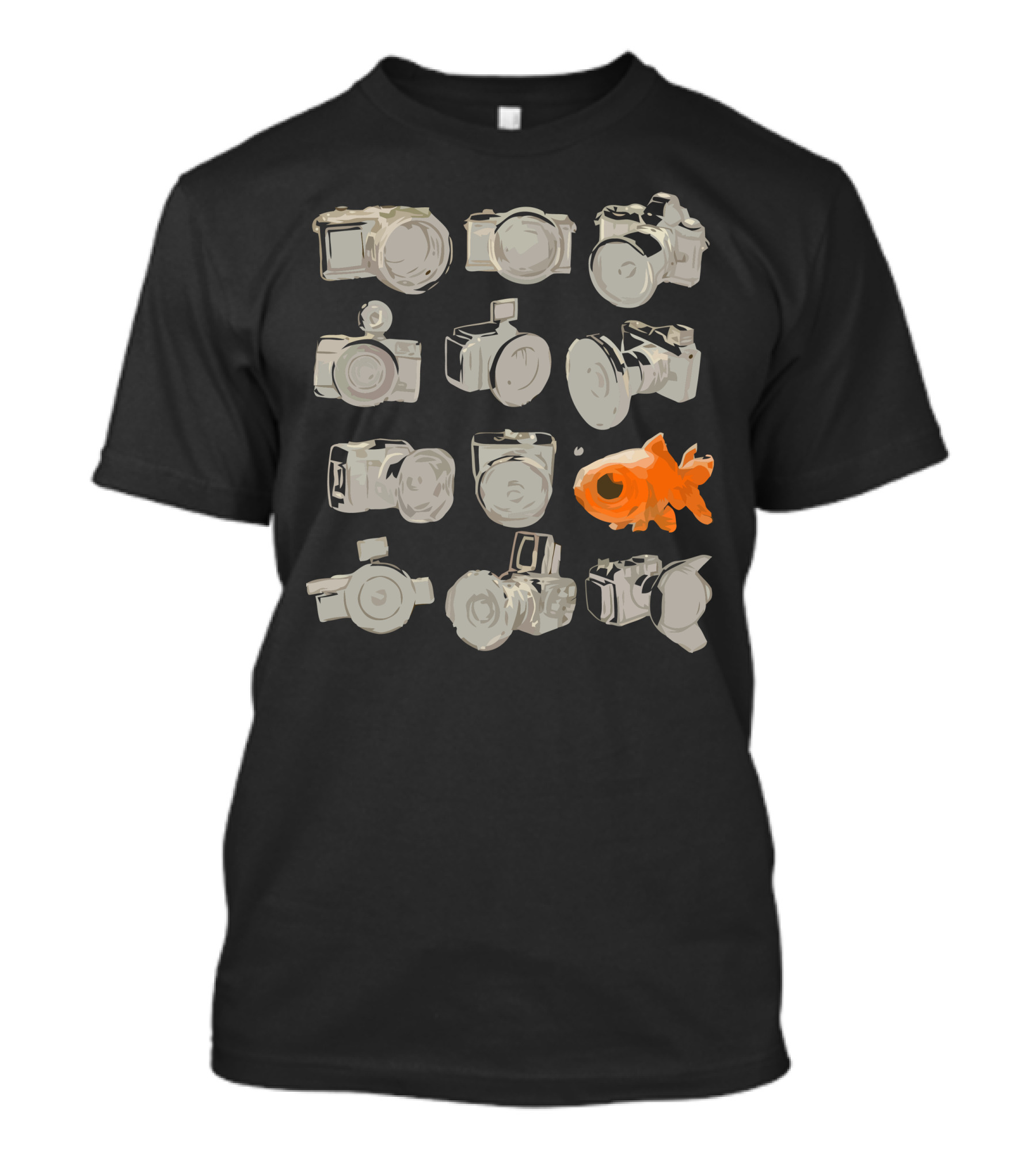 Fisheye Lens Camera Matrix With Goldfish Twist T-Shirt
