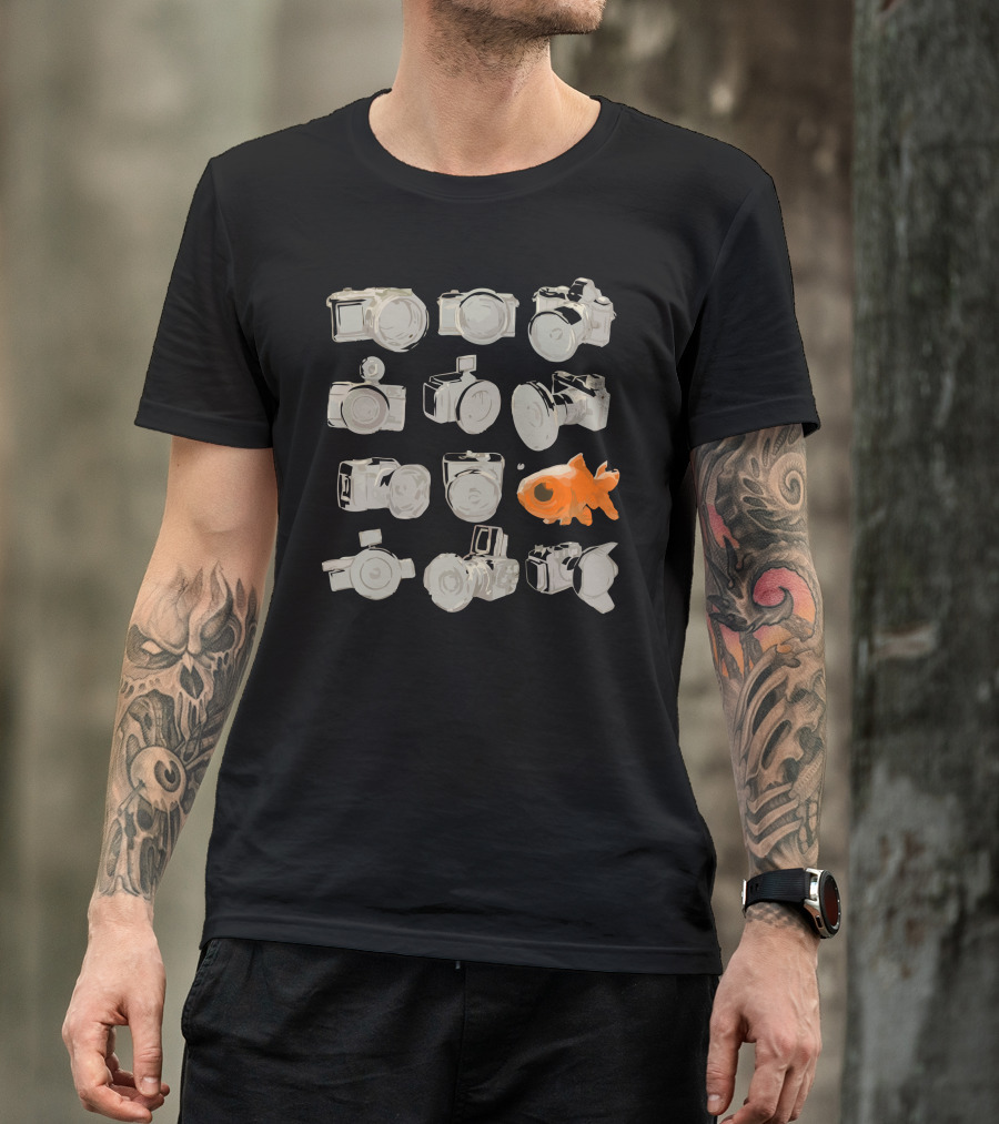 Fisheye Lens Camera Matrix With Goldfish Twist T-Shirt