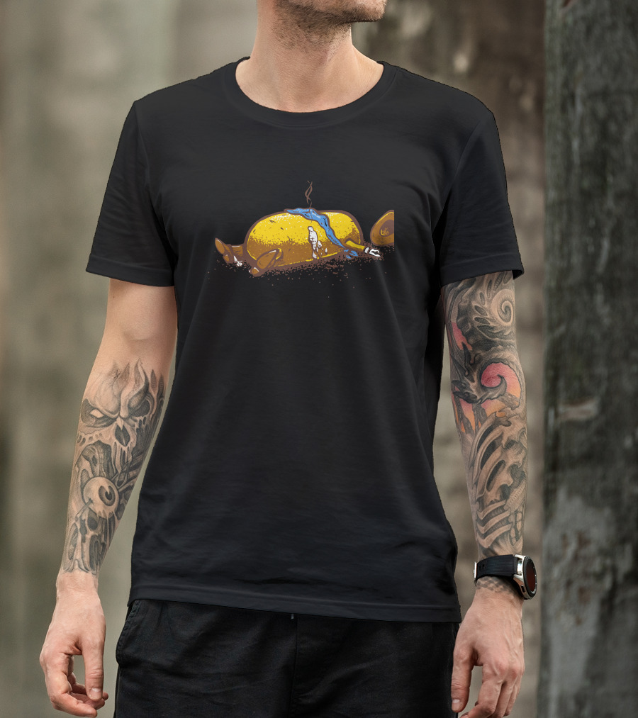 Fistful Of Cream Western Butter Stick Duel Scene T-Shirt