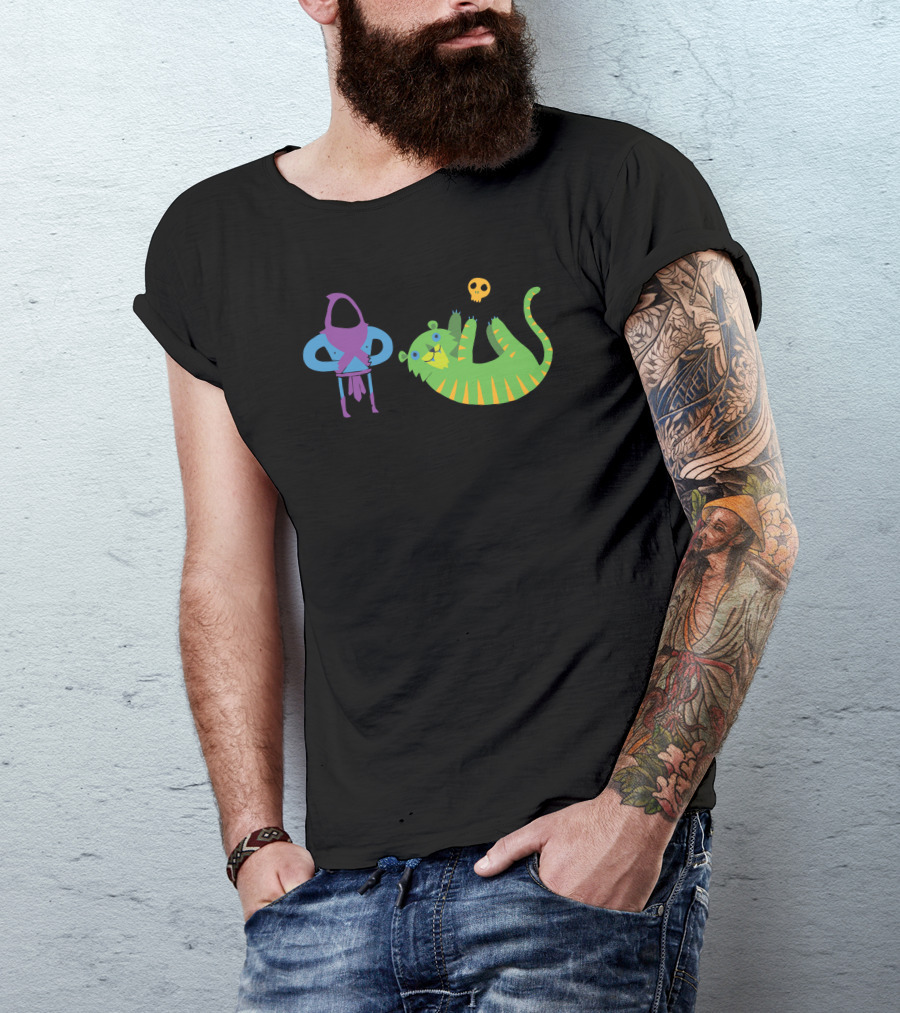 Foiled Again With Colorful Knight And Tiger Skull T-Shirt