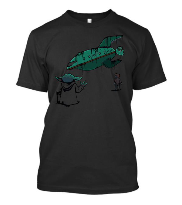 Force Lift Alien Spaceship And Helmeted Figure T-Shirt